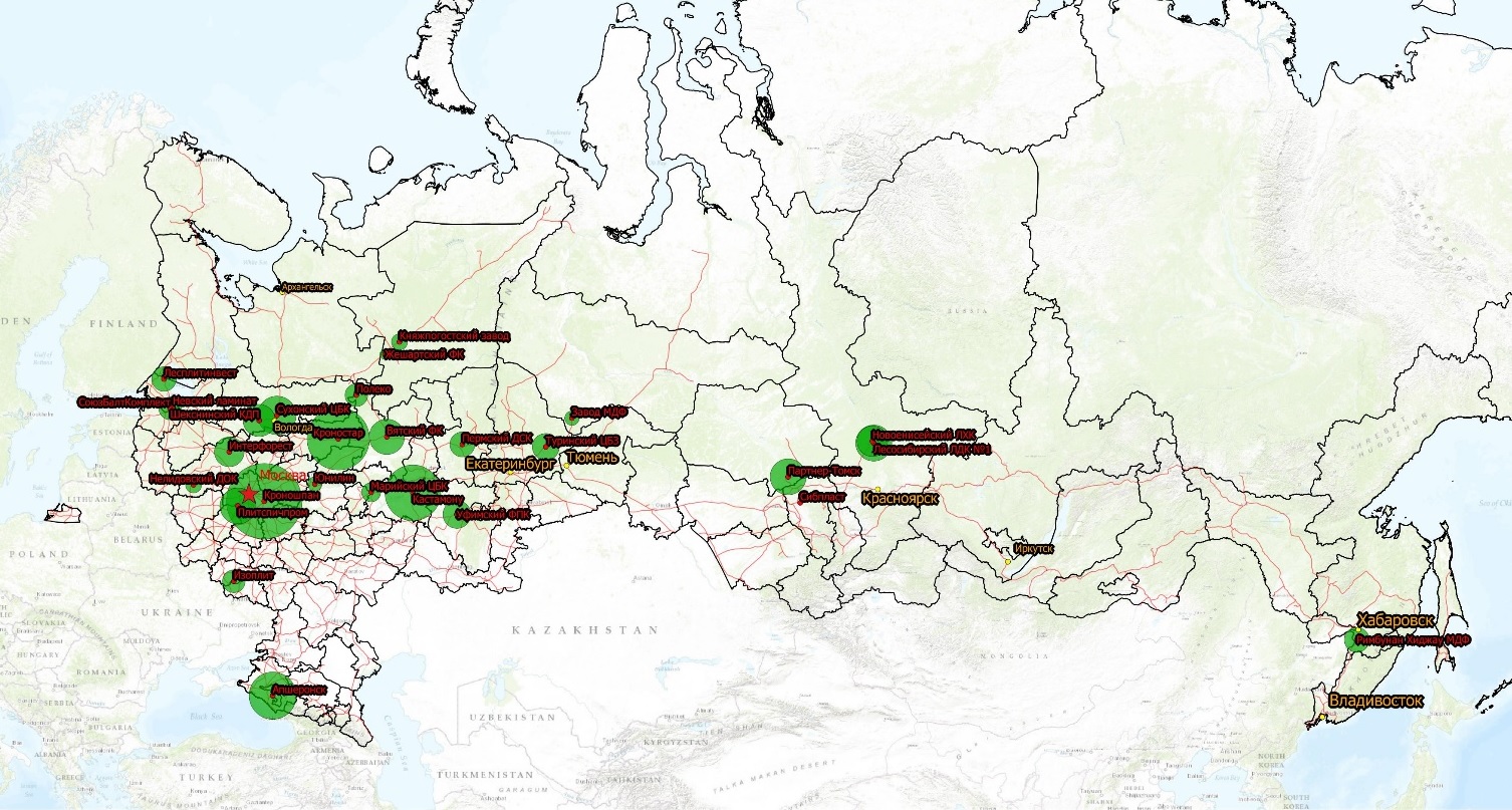 Лесопромышленный комплекс России карта